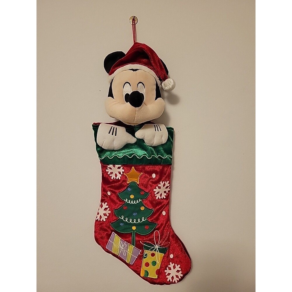 Disney Mickey Mouse Head Christmas Stocking Presents Tree Snowflake Kid Holiday